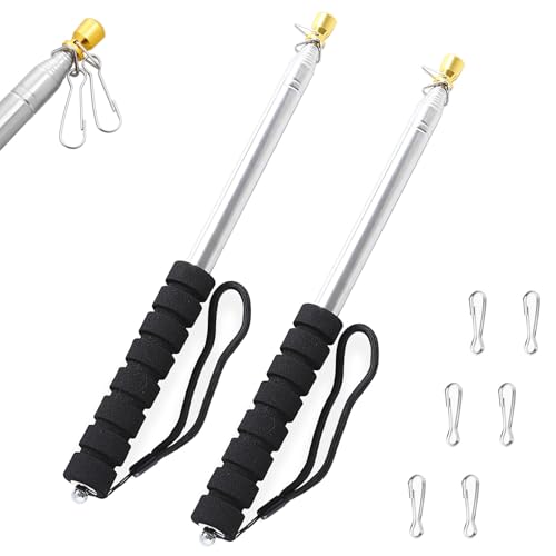 Teleskop-Fahnenmast mit Clips, tragbar, ausziehbarer Fahnenmast, Edelstahl, einziehbarer Bannerstab, Tourführer, Flaggenmast für Camping, Festival, Tourführer, Unterricht (schwarz + schwarz, 2,5 m)
