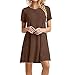 Produktbild iCerber® Damen Casual Langes Shirt Lose Tunika Kurzarm T-Shirt Kleid Kurzarm Lose Casual Tops Lonngshirt Große Größe,Sommerkleid Freizeitkleid Shirtkleid (S,Kaffee)