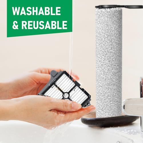 Only Floor ONE S7 Steam Roller Brush Replacement and Vacuum Filter Kit Compatible with Tineco Floor ONE S7 Steam Cordless Wet Dry Vacuum Replacement Parts,2 Roller Brushes,2 Filters,1 Cleaner Brush