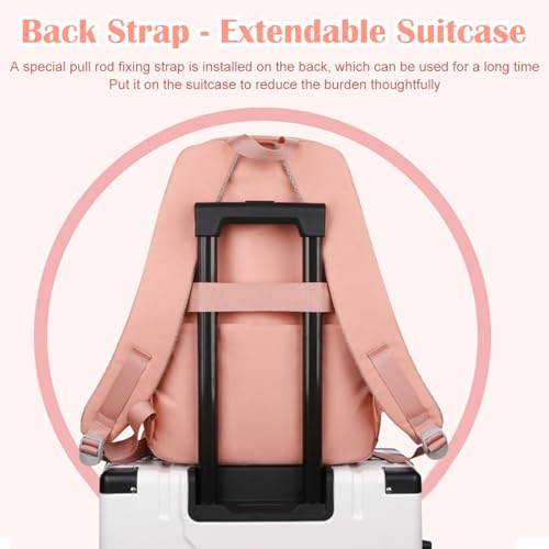 Image of PALAY School Backpack for Girls Kawaii Bunny Ear Pink 15.6 Inches Laptop Backpack Fashion Nylon Casual Travel Backpack Multi Compartment Book Bag Chirstmas Birthday Gift for Girls, 32x20x43cm