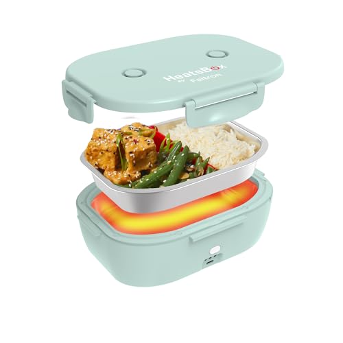 HeatsBox Go Light: fiambrera autocalentable para niños, recipiente de acero inoxidable de 540 ml, batería integrada de 100 W y control mediante aplicación, calentador de alimentos portátil - Green