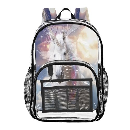 White Horse Clear Backpack - Stadium Approved Large 15.7-inch Waterproof Transparent Bag for Sports, Concerts, Work, Travel#117