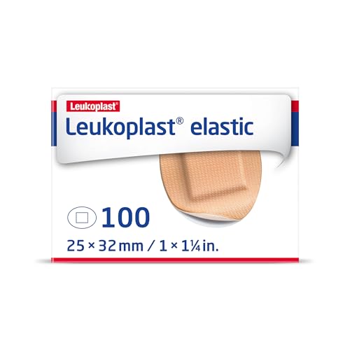 Leukoplast Elastic - Non-Sterile Wound Dressing Strips - Stretchable and Skin-Friendly First-aid Plasters - Ideal for Fingers Elbows Knees and Wrists - Oval Spot 1.25 in. Box of 100