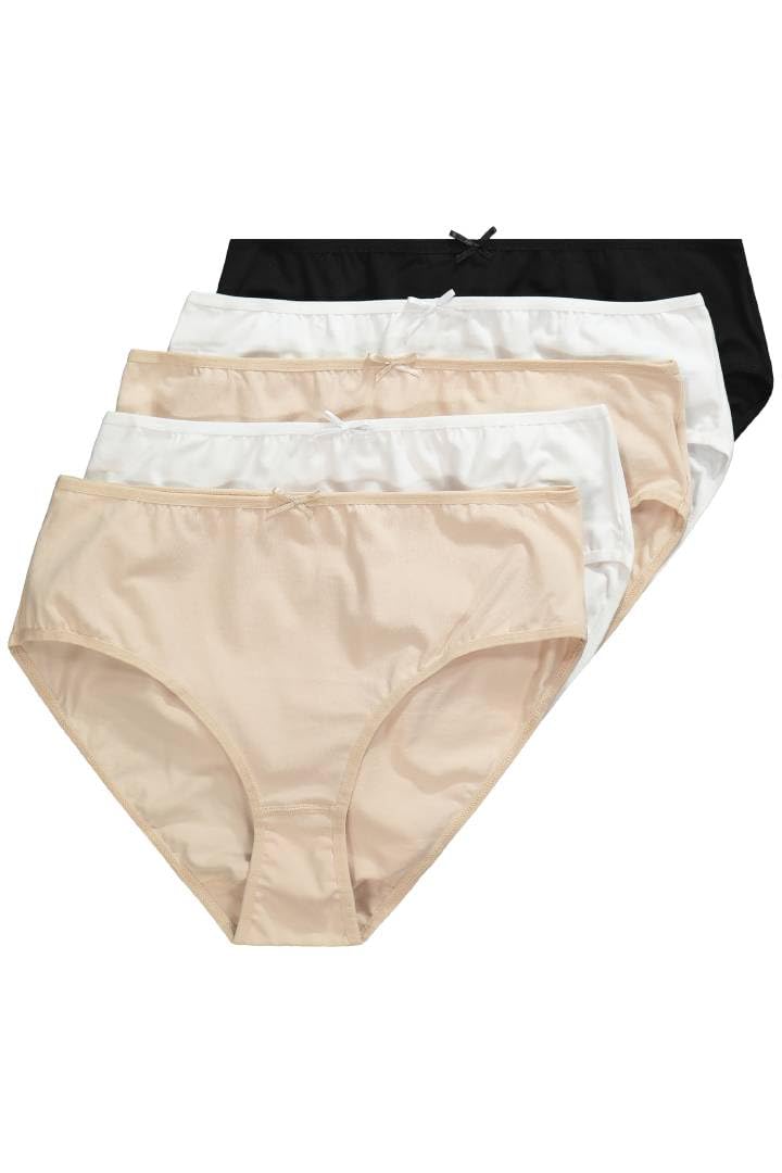 Ulla Popken Womenswear Plus Size Curvy Oversize 5-Pack of Classic Cotton Panties Multi 46+ 700384 90-46+