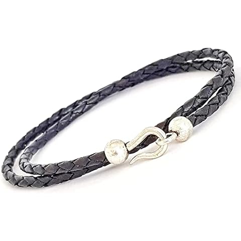 Leif Nelson Pulsera de piel para hombre y mujer, piel de ternero, pulsera enroscable de piel auténtica, LN-KK, talla única, Cuero Latón Cover