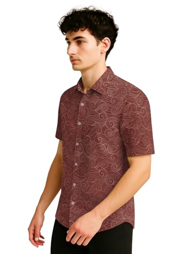 Image of BULLMER Trendy Regular Fit Cotton Blend Printed Casual Half Sleeve Shirt for Men | Stylish Mens Casual Shirts | Shirts for Men