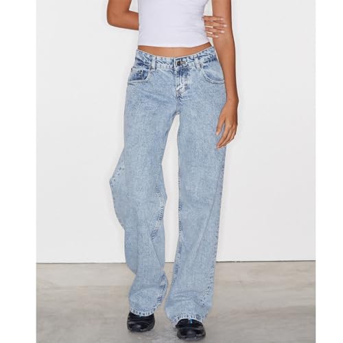 Giraropa Women Y2k Low Rise Jeans Vintage Baggy Straight Wide Leg Boyfriend Jeans Casual Loose Fit Long Denim Pants2