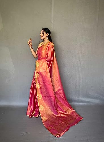 Image of Panzora Women's Tissue Silk Jacquard Weaving Saree With Unstitched Blouse Piece