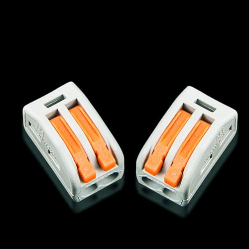 Image of ROBOWAY 14Pcs PCT-212 Wire Connectors, 2 Way Lever Compact Electrical Conductor Terminal Blocks, Quick Wiring Push-In Connector for 24-12 AWG Solid & Stranded Wires, Flame Retardant (Pack of 14)