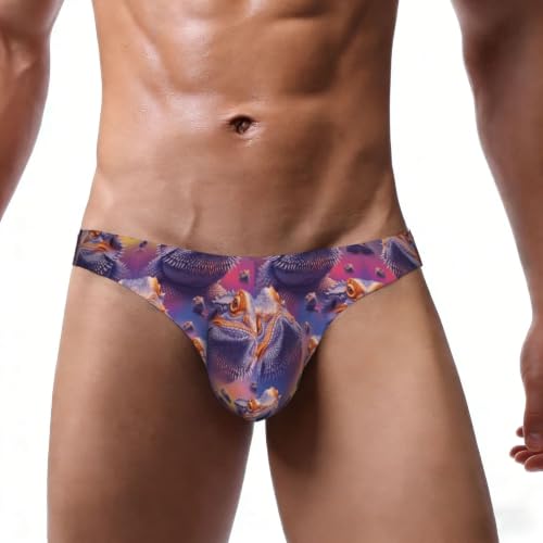 OXJOIIS Men Sexy Bikini Briefs Cool Bearded Dragon Lizards Purple Swimwear Sport Surf Shorts Trunks Tie Rope Bodybuilding Suit