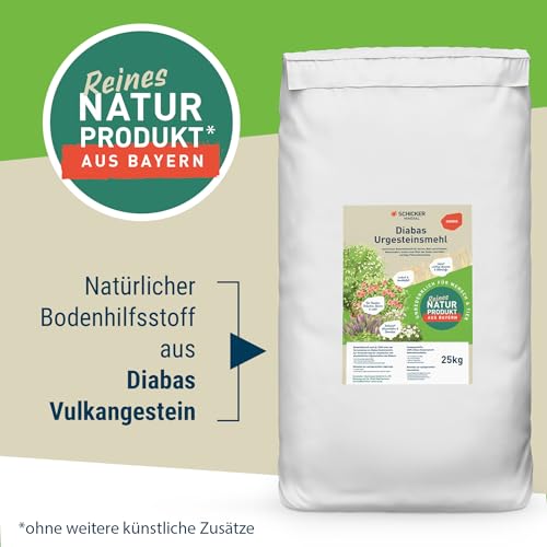 Schicker Mineral Diabas Urgesteinsmehl sandig 25 kg, Lava Gesteinsmehl 0-2 mm versorgt Garten und Boden natürlich mit Mineralien, 100% Naturprodukt, Bodenhilfsstoff, Bodenverbesserer, Fibl gelistet