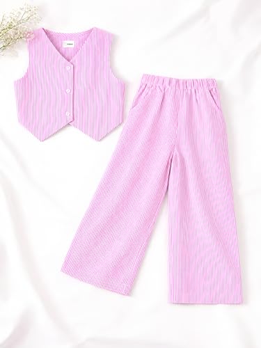 Image of Kidbea Girls 2-Piece Clothing Set, Cotton Sleeveless Vest Top & Leg Pant