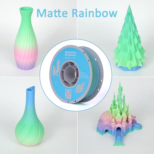 Image of Matte Rainbow PLA 3D Printer Filament, 10 Rolls,1KG Spool(2.2lbs) 1.75mm 3D Printing Multicolor Gradient Filament Bundle for Most FDM 3D Printers,10 Different Matte Rainbow Colors