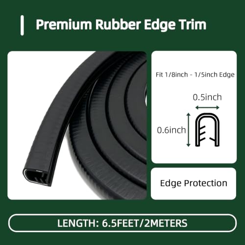 Image of Rubber Edge Trim, U Shape Edge Banding, U Channel Rubber Edge Protector for Sheet Metal, Fits Edges from 1 /8 inch to 1 /5 inch, Length 6.5Ft