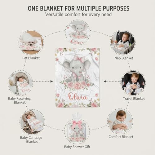 Image of Personalized Baby Blanket for Boys Girls, Custom Name Blanket with Name, Printed in USA, Soft Blankets for Newborn, Customized Gifts for Baby Shower Birthday Christmas, Ship Next Day