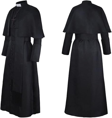 Miniatura 2 de GOLDSTITCH Disfraz de túnica para hombre, disfraz medieval de monje sacerdote renacentista para cosplay