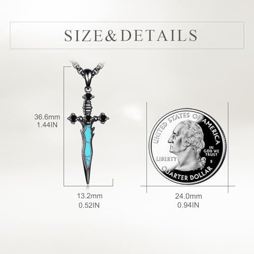 925 Sterling Silver Men's Sword Cross Pendant Necklace for Men, Christian Religious Gothic Jewelry, Gift for Him4