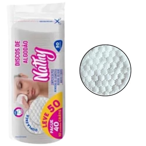 Nathy-Algodao/Curati Discos De Algodão Nathy Limpeza De Pele Remoção De Resíduos Pacote C/ 50 Unds