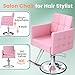 AWEPOPI Pink Salon Chair for Hair Stylist – Hydraulic Beauty Barber Chair with Crystal Button Tufting, Wide Seat, Adjustable Height & 360° Swivel for Barbershops, Spas & Home Use