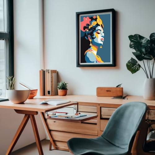 Image of Whattacraft! DIY Acrylic Paint by Number Kit for Adults Kids Beginner Number Painting Kit DIY Canvas Painting by Number Wall Decoration DIY Painting Kit for Adults | Krishna Color By Numbers (WAC-45)