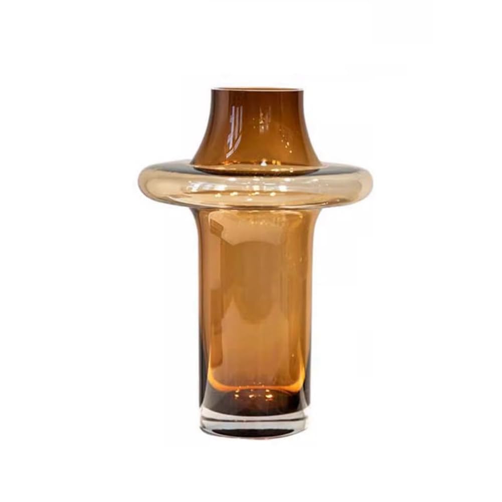 Hndhbfgrt Amber Color Glass Vase Table Decoration Flower Arrangement Hydroponics Decor Table Decoration Vase Plant Pot Flowers Vases for Home Decor Large Size
