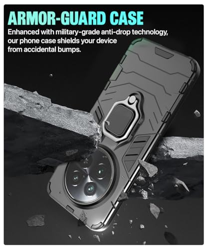 Image of WOW IMAGINE Shock Proof Back Case Mobile Cover for Realme 13 Pro 5G | Realme 13 Pro Plus 5G | Back Cover Case (Tough Armor | Hybrid PC + TPU | Ring Holder & in-Built Kickstand | Black)