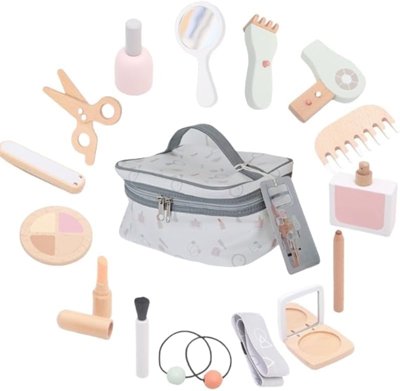 メイクアップおもちゃモデル、木製、女の子向けドールハウス美容セット