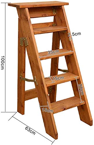 Taburete de Escalera Plegable de 5 peldaños en madera marrón 3