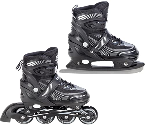 2in1 Schlittschuhe Inline Skates Inliner Croxer Optima Black verstellbar (39-42(24cm-26,5cm))