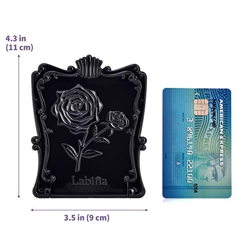 Espejo compacto de maquillaje portátil negro miniatura 6