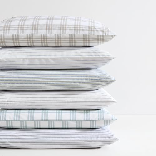 Image of Eddie Bauer - Twin Sheet Set, Cotton Percale Bedding Set, Super Soft and Bedding Set, Oeko-Tex Certified (Basic Plaid Beige, Twin)