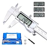 Digital Caliper Measuring Tool,Caliper Measuring Tool with Stainless Steel, Micrometer Dial Vernier Caliper Digital,Large LCD Screen, IP54 Splash Proof, Auto-Off Feature,6 Inch/150mm Caliper Tool