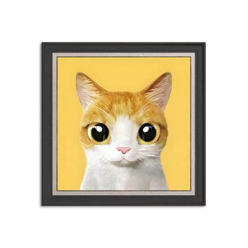?抽象 油絵 水彩 木枠付きの完成品 ワインと猫 黒猫 おしゃれ 絵画 インテリア 北欧 イラスト マット紙 艶消し アートパネル 額 フレーム デザイン 壁掛け 風景 グッズ 引越し ギフト 新築祝い (60x60cm(24x24in),E)