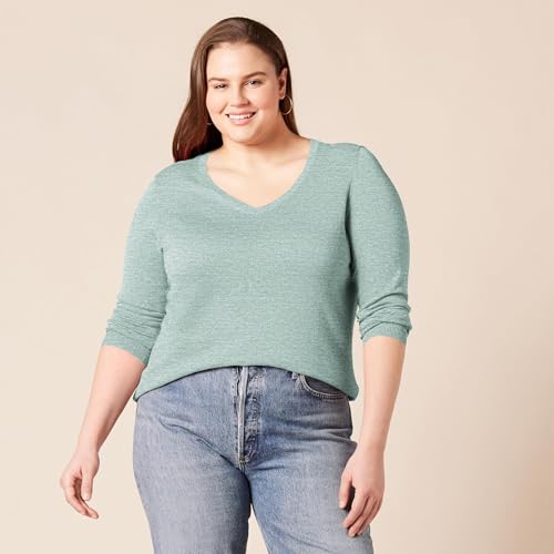 Image of Amazon Essentials Women's Regular-Fit Lightweight Long-Sleeve V-Neck Sweater, Ribbed, Cozy Soft (Available in Plus Size)