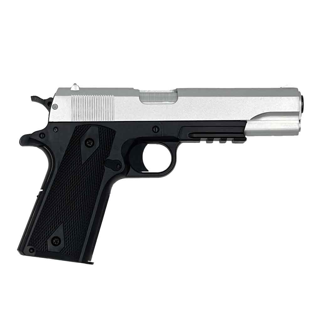 Cybergun Colt 1911 hpa Bicolore Airsoft Palla Pistola-Modello a Molla-Colore: Nero/Argento-Metallo bullone-Potenza 0,5 Joule