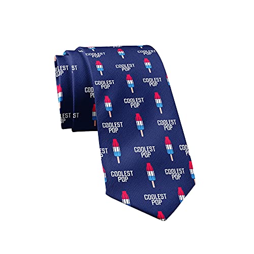 Coolest Pop Necktie Funny Dad Novelty Tie for Papas and Guys