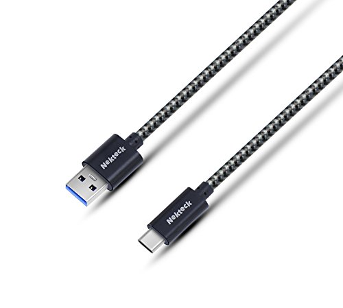 Nekteck USB Type C Cable, Nylon Braided USB 3.1 USB-C to USB 3.0 Type a Male Data and Charging Cord with 56K Ohm Resistor 2 m/6.6' for Apple MacBook 12