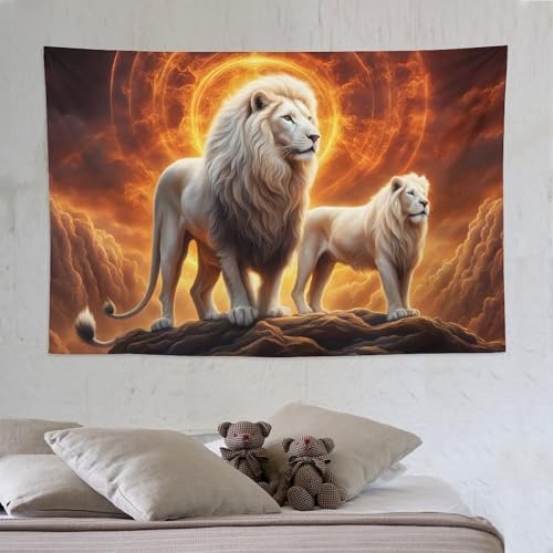 Tapisserie lion PAZZK 150x230cm décoration murale de chambre