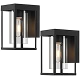 2-Pack Black Outdoor Wall Light Fixtures, Exterior Waterproof Wall Lantern Sconce , 9'H Outdoor...