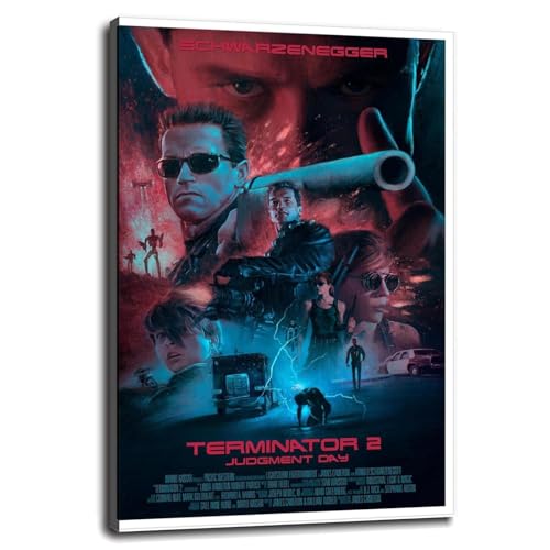 Terminator 2 Canvas Prints Judgment Day Arnold Schwarzenegger Poster Wall Art For Home Office Decorations With Framed 18'x12'