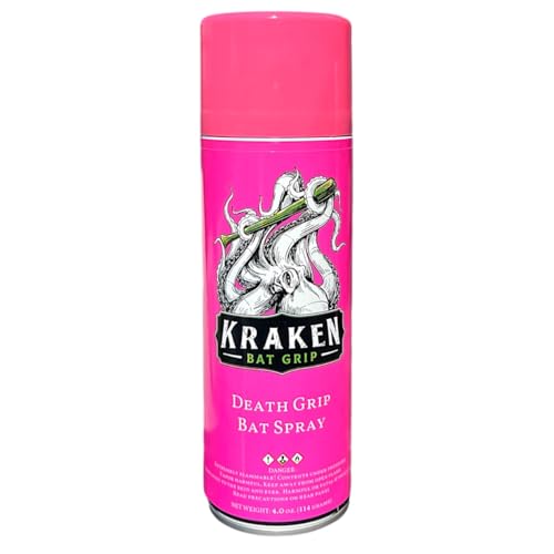 Kraken Death Grip Bat Spray for Baseball Bats and Other Sports Equipment (Hot Pink Clear)