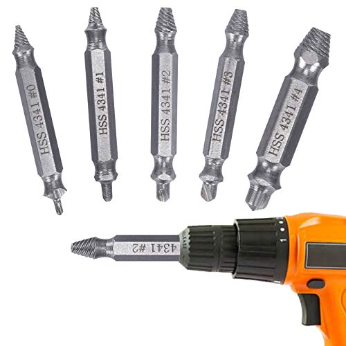 MIZOMOR 6 Pcs Screw Extractor Set Speed Out Screw Easy out Drill Bits Tap Extractors Screw Remover Set H.S.S 4341 with Hardness 63-65hrc for Broken Rust Screw Bolt Double-Endedï¼ˆSilver)