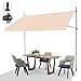 LEADZM Klemmmarkise,Balkon Markise ohne Bohren,300 x 150 cm,mit Handkurbel,Wasserdicht,Sonnenschutz,UV-beständig,Höhenverstellbar,für Terrasse,Balkon,Garten,Laden,Beige,Khaki