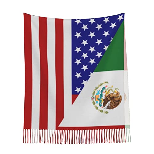 American Flag Mexican Flag Poncho Winter Large Scarf Shawl Bandana Neck Wrap For Women4