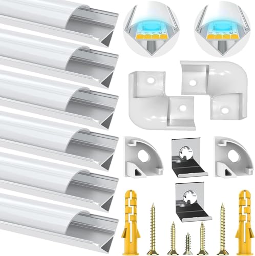 Chesbung LED Aluminium Profil für Led Streifen/Stripes/Strip, 6X1m V Form Aluprofil Eckprofil Alu...