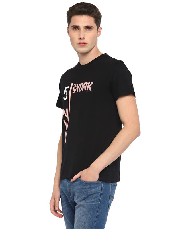 Image of AMERICAN CREW Printed Round Neck T-Shirt for Men