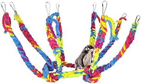 Andiker Sugar Glider Toys, 4Pcs Multicolored Braided Ropes Small Animal Toys Colorful Climbing Rope for Parrot, Sugar Gliders, Hamster, Guinea Pig, Squirrel, Ferret, Squirrel (4pcs)