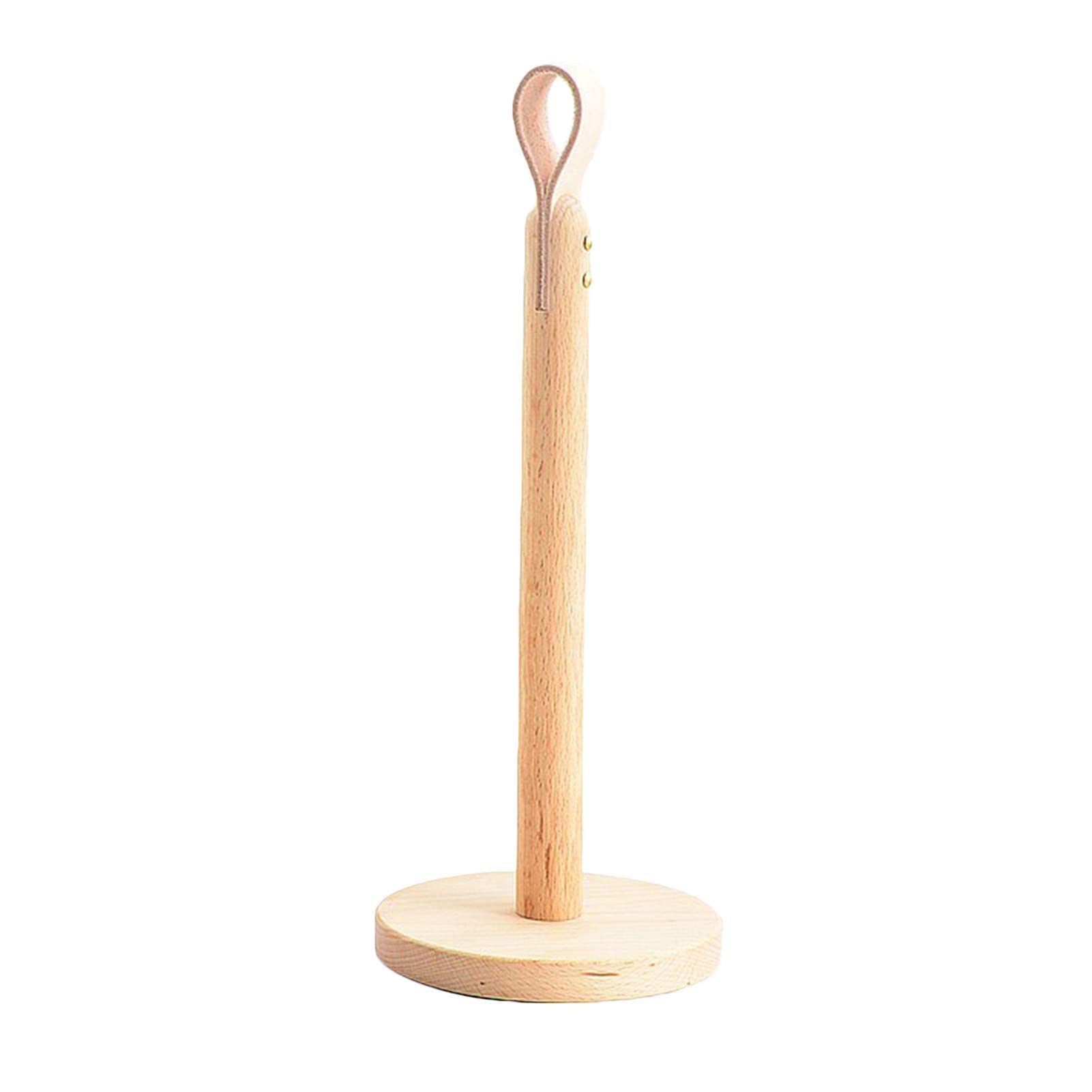 Distributeur de Rouleaux de Papier Toilette sur Pied, en Bois avec poignée en Cuir, for Plan de Travail de Cuisine ou Table à Manger.