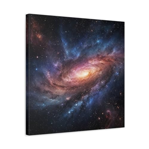 Tableau sur toile galaxie spirale œuvre d'art cosmique carrée