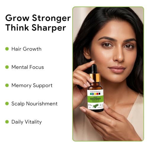 Image of Organix Mantra Rosemary Essential Oil for Hair, Skin & DIY - 100% Natural & Steam Distilled Oil - 10ML